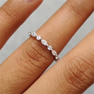 Marquise and round wedding on sale band